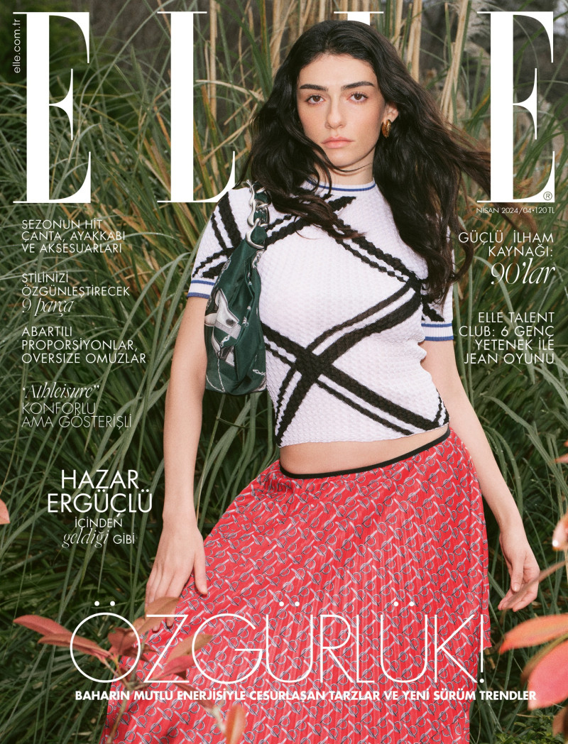 Hazar Ergueclue featured on the Elle Turkey cover from April 2024