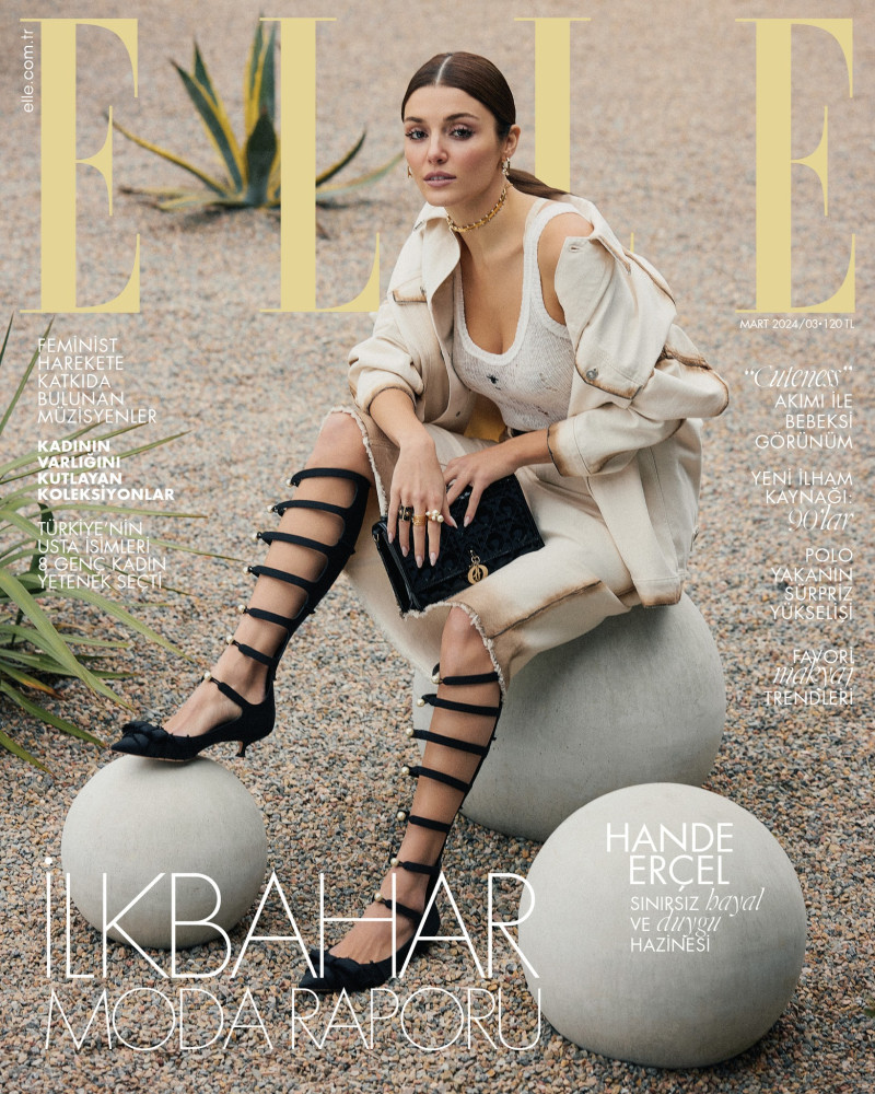 Hande Ercel featured on the Elle Turkey cover from March 2024