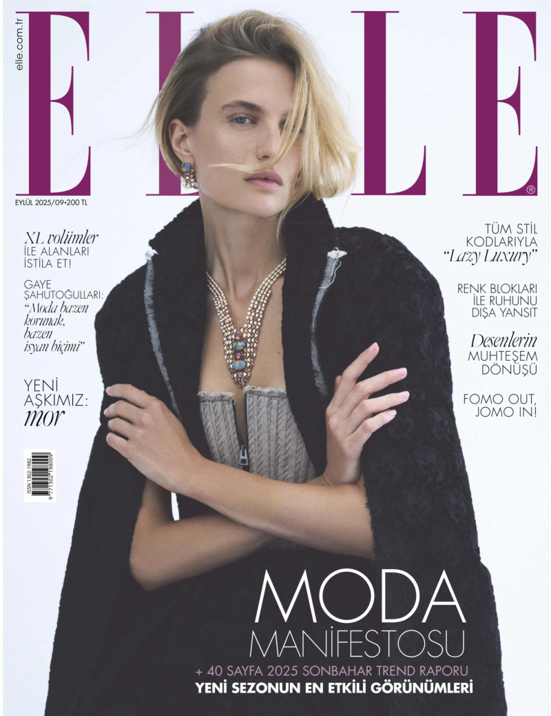 Veronika Vilim featured on the Elle Turkey cover from September 2025