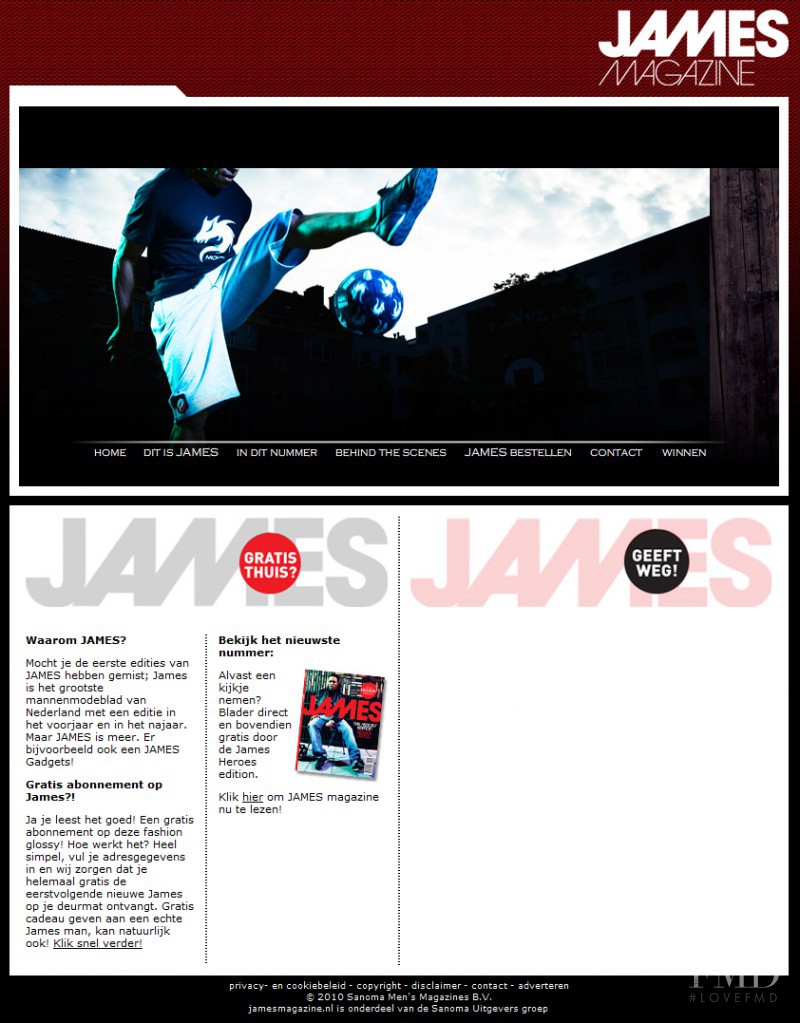  featured on the JamesMagazine.nl screen from April 2010