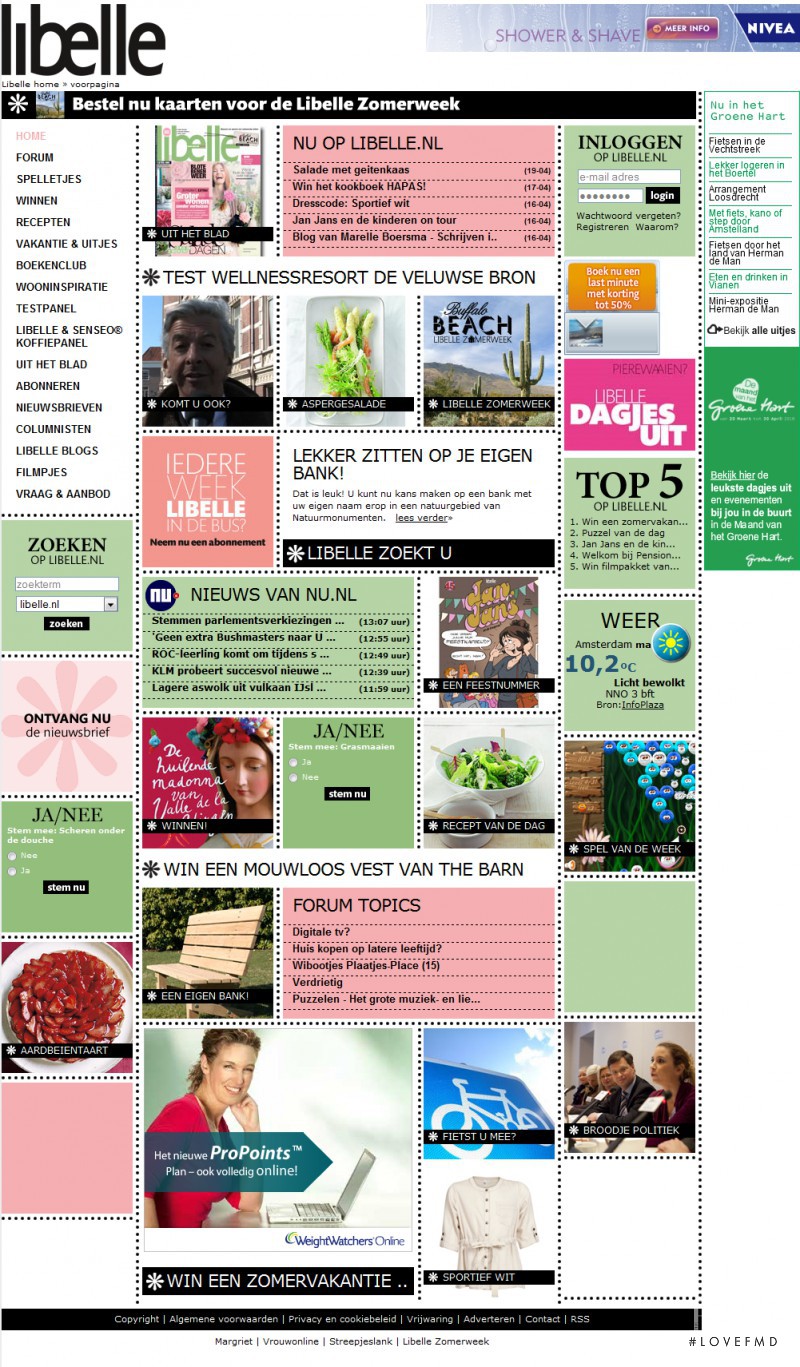  featured on the Libelle.nl screen from April 2010