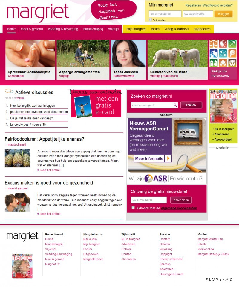  featured on the Margriet.nl screen from April 2010