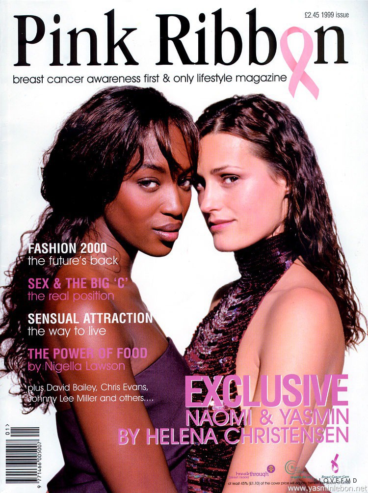 Naomi Campbell, Yasmin Le Bon featured on the Pink Ribbon cover from January 1999