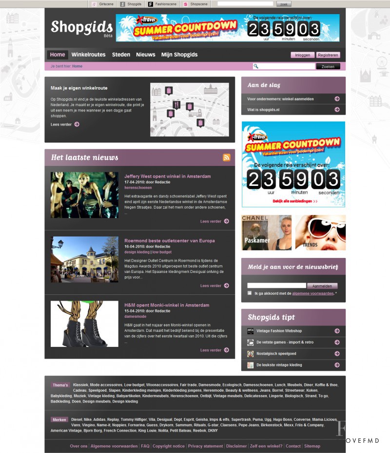  featured on the Shopgids.nl screen from April 2010