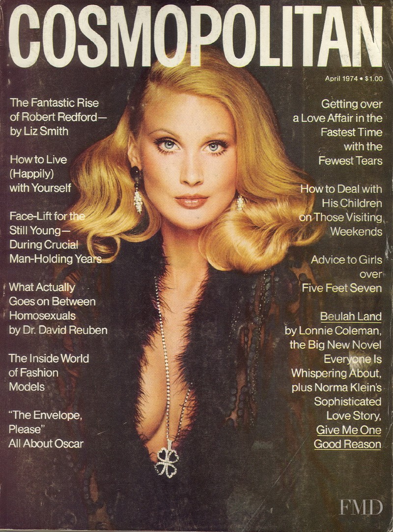 Kathy Speirs featured on the Cosmopolitan USA cover from April 1974