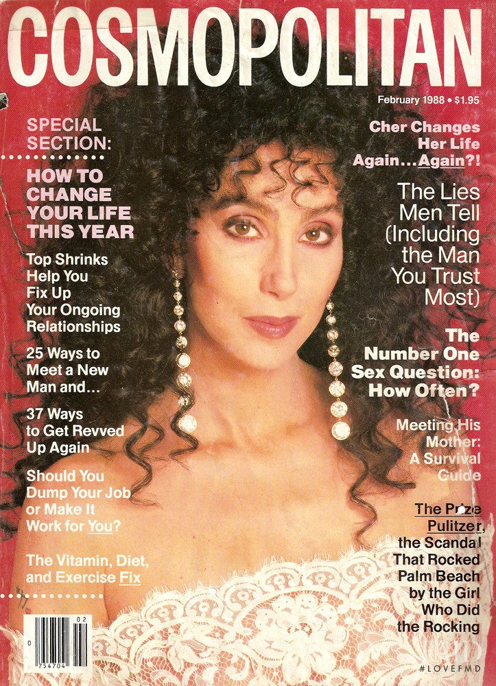 Cher featured on the Cosmopolitan USA cover from February 1988