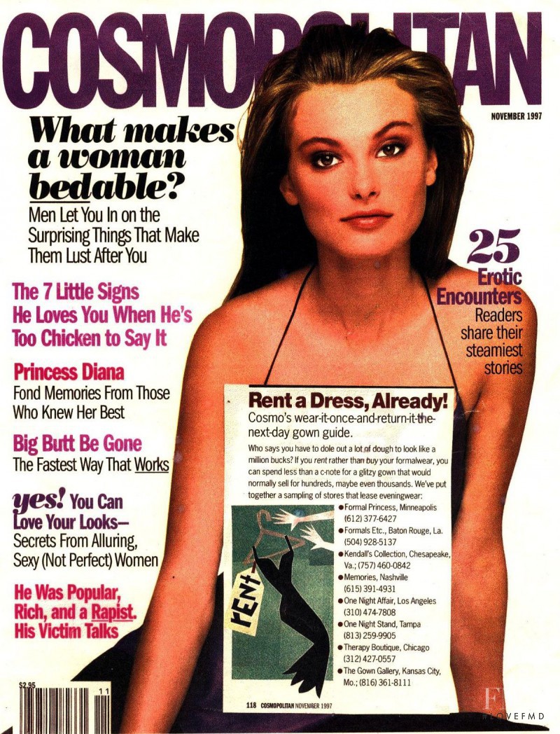 Aurelie Claudel featured on the Cosmopolitan USA cover from November 1997