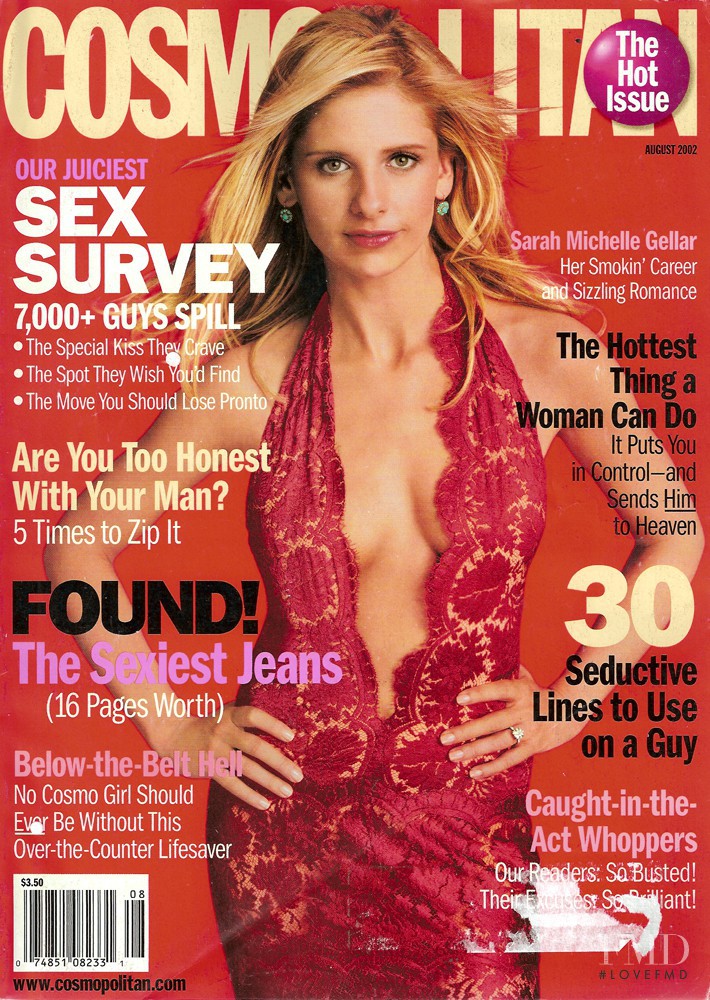 Sarah Michelle Gellar featured on the Cosmopolitan USA cover from August 2002