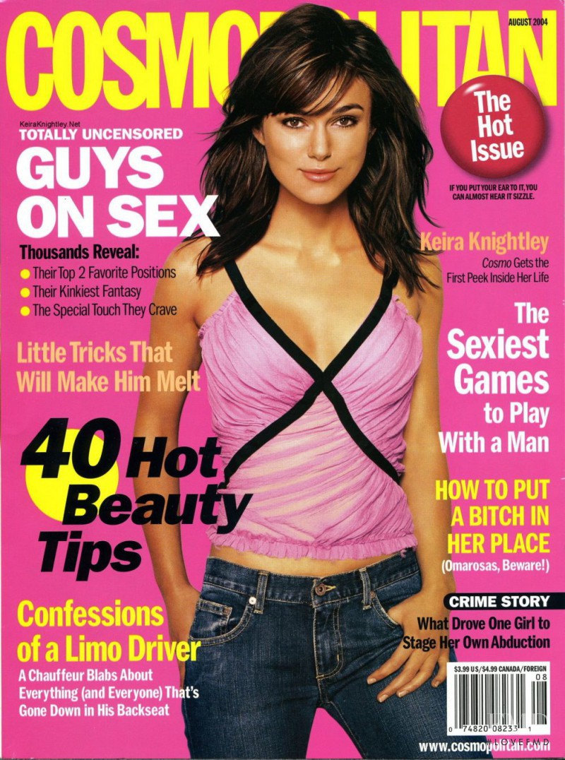 Keira Knightley featured on the Cosmopolitan USA cover from August 2004