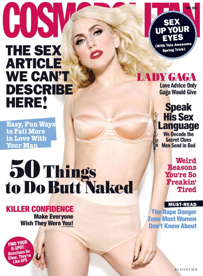 Lady Gaga featured on the Cosmopolitan USA cover from April 2010