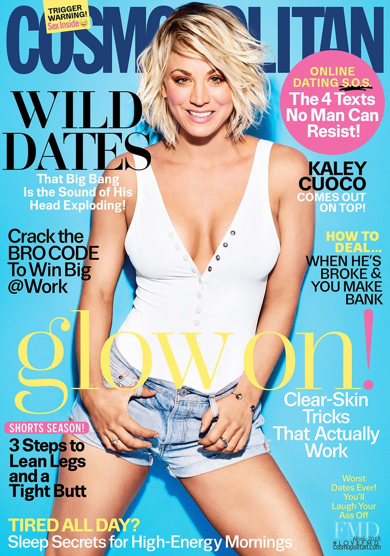 Kaley Cuoco  featured on the Cosmopolitan USA cover from April 2016