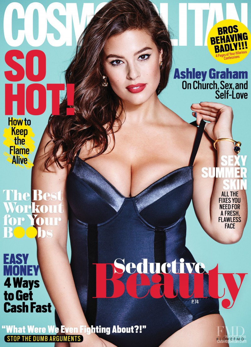 Ashley Graham featured on the Cosmopolitan USA cover from August 2016