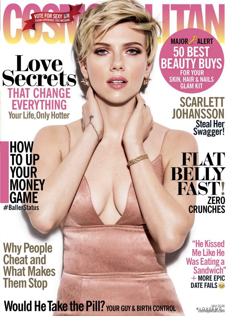 Scarlett Johansson  featured on the Cosmopolitan USA cover from May 2016