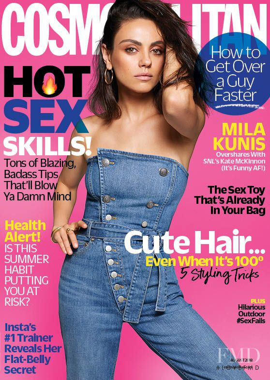 Mila Kunis featured on the Cosmopolitan USA cover from August 2018