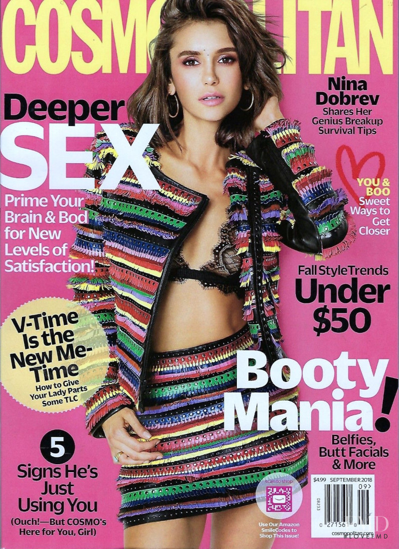 Nina Dobrev featured on the Cosmopolitan USA cover from September 2018