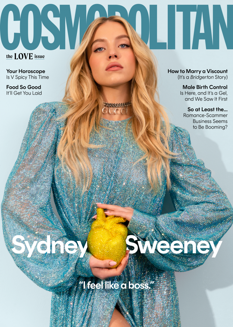 Sydney Sweeney featured on the Cosmopolitan USA cover from February 2022