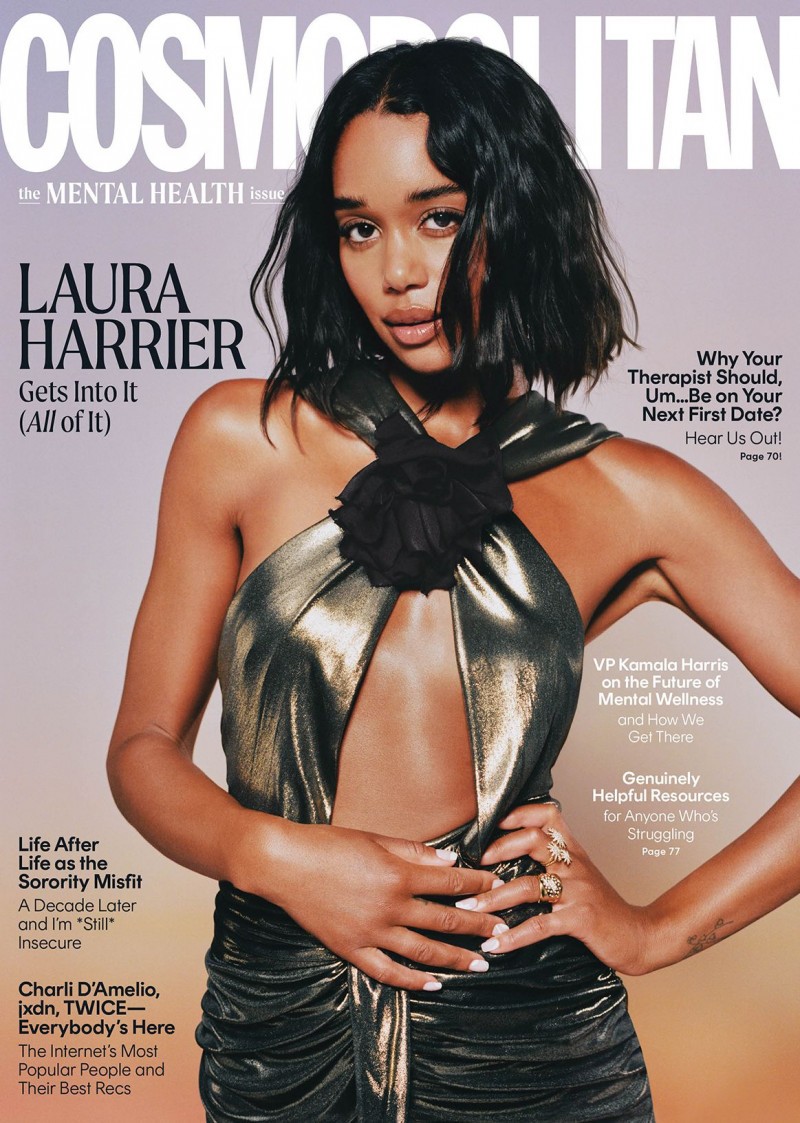 Laura Harrier featured on the Cosmopolitan USA cover from October 2022