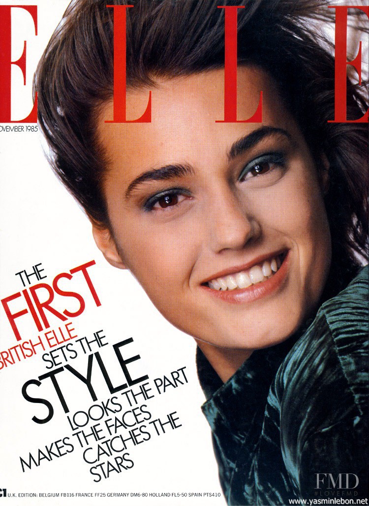 Yasmin Le Bon featured on the Elle UK cover from December 1985