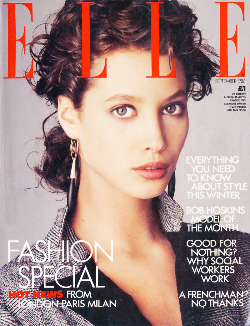 Christy Turlington featured on the Elle UK cover from September 1986