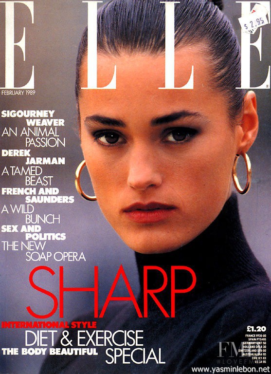 Yasmin Le Bon featured on the Elle UK cover from February 1989