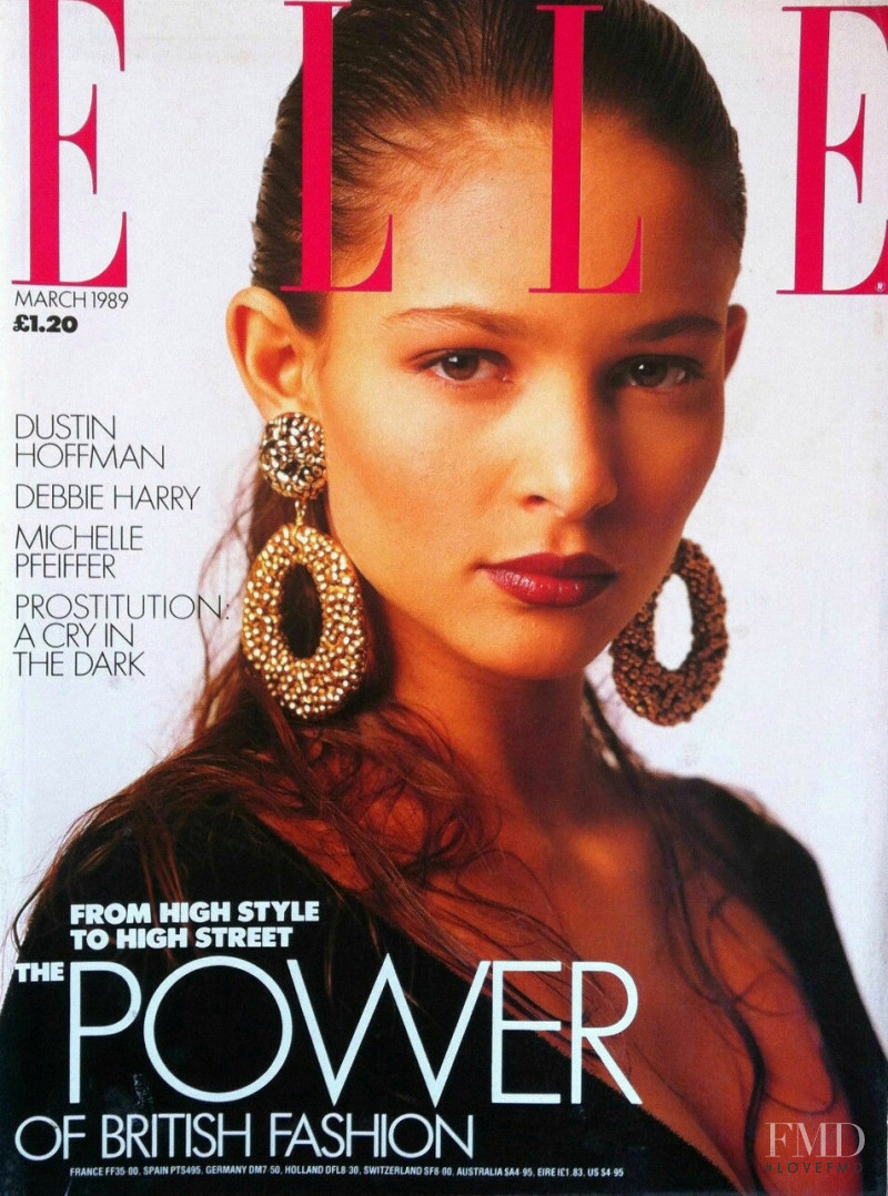 Maria Luisa Mosquera featured on the Elle UK cover from March 1989