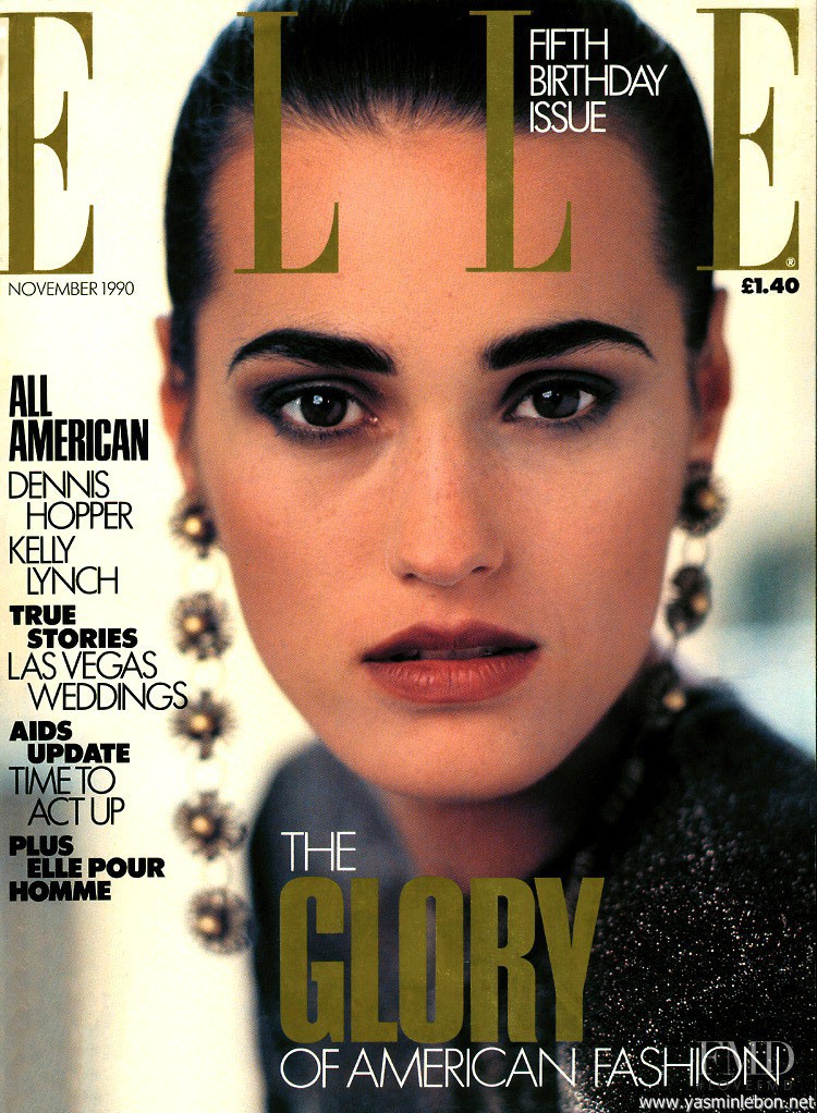 Yasmin Le Bon featured on the Elle UK cover from November 1990