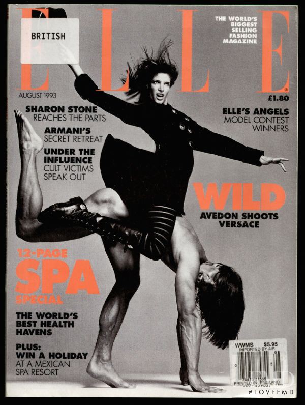 Stephanie Seymour featured on the Elle UK cover from August 1993