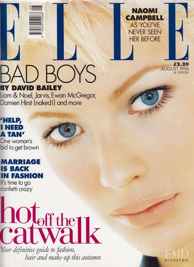 Carolyn Murphy featured on the Elle UK cover from August 1996