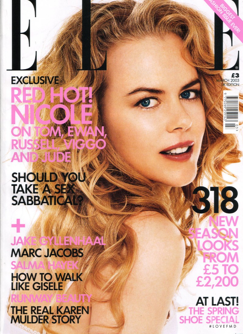 Nicole Kidman featured on the Elle UK cover from March 2003