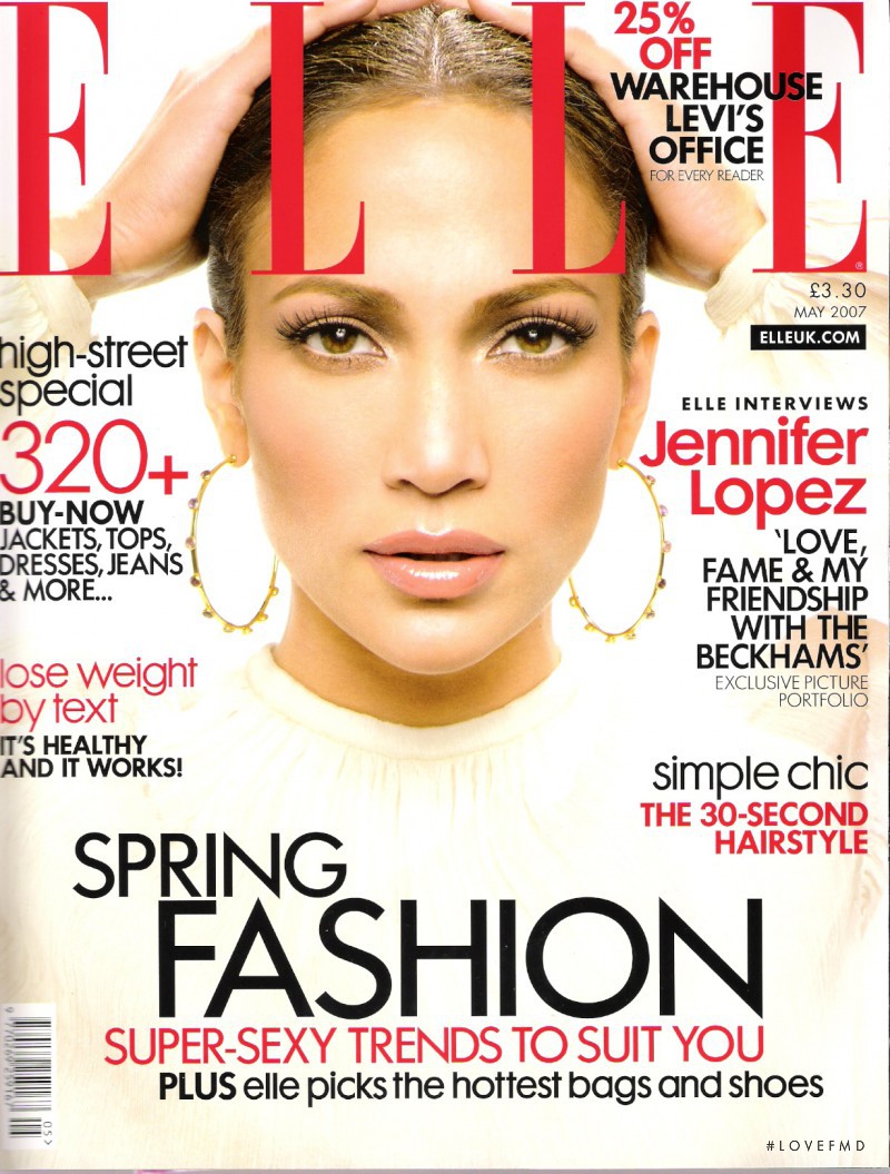 Jennifer Lopez featured on the Elle UK cover from May 2007