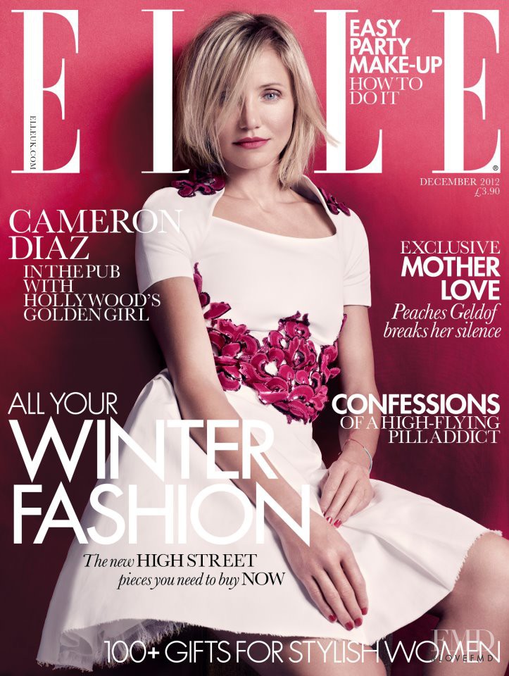 Cameron Diaz featured on the Elle UK cover from December 2012