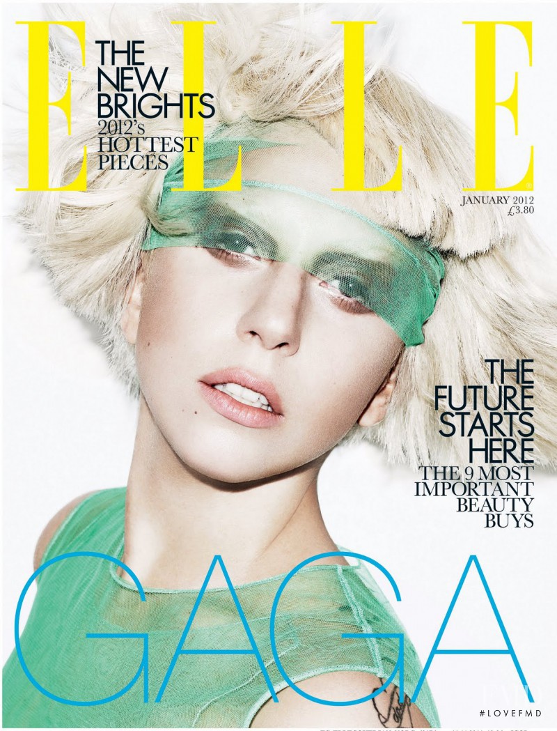 Lady Gaga featured on the Elle UK cover from January 2012
