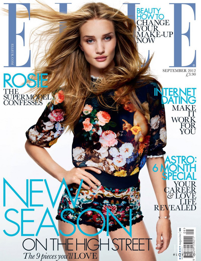 Rosie Huntington-Whiteley featured on the Elle UK cover from September 2012
