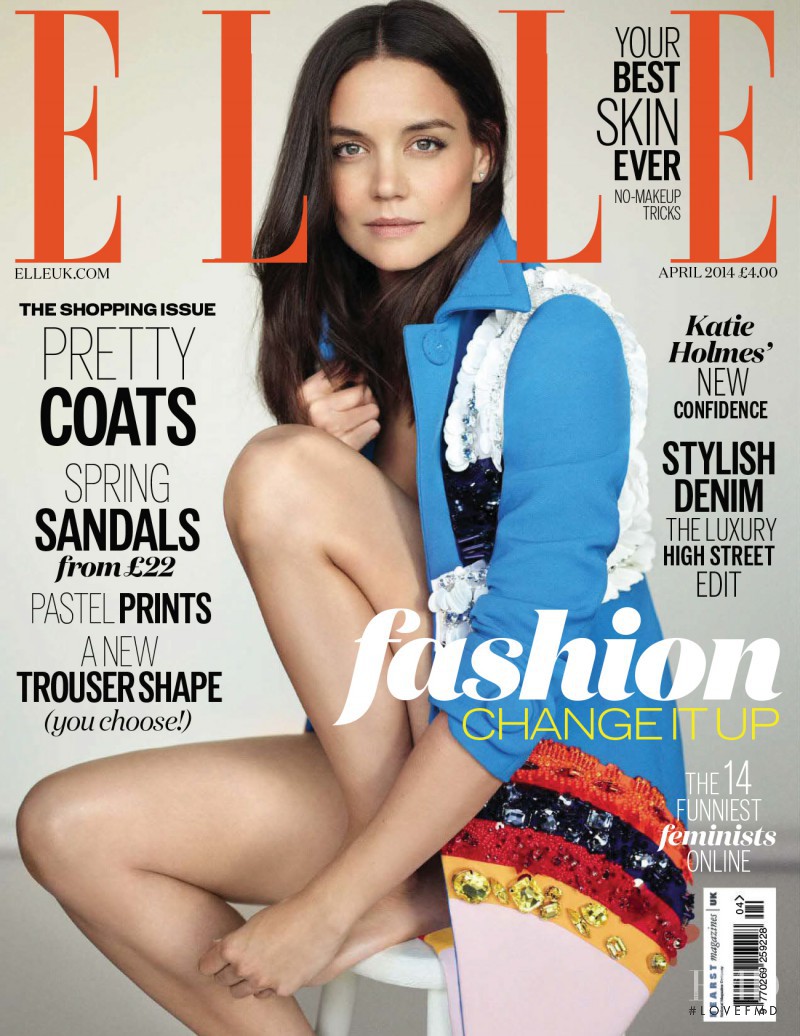 Katie Holmes featured on the Elle UK cover from April 2014