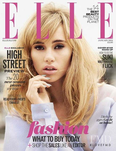 Suki Alice Waterhouse featured on the Elle UK cover from January 2014