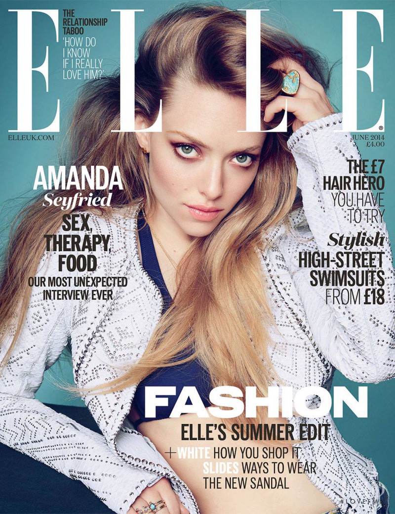Amanda Seyfried featured on the Elle UK cover from June 2014