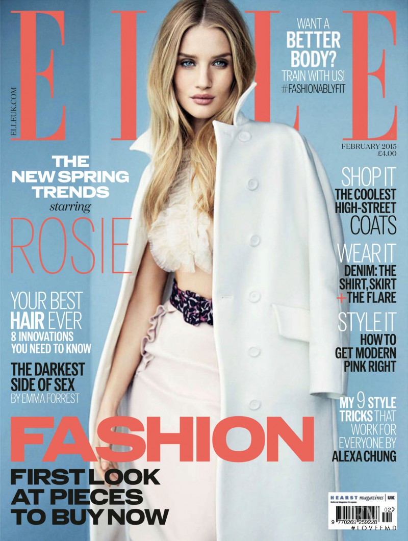 Rosie Huntington-Whiteley featured on the Elle UK cover from February 2015