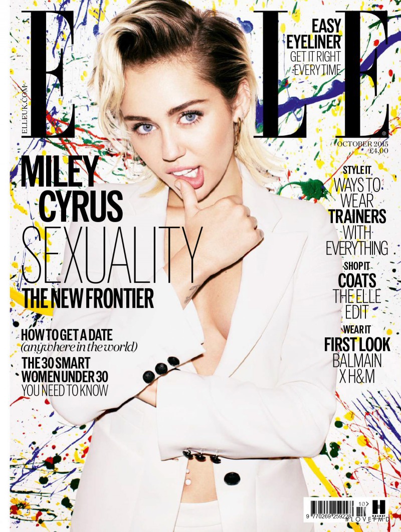 Miley Cyrus featured on the Elle UK cover from October 2015