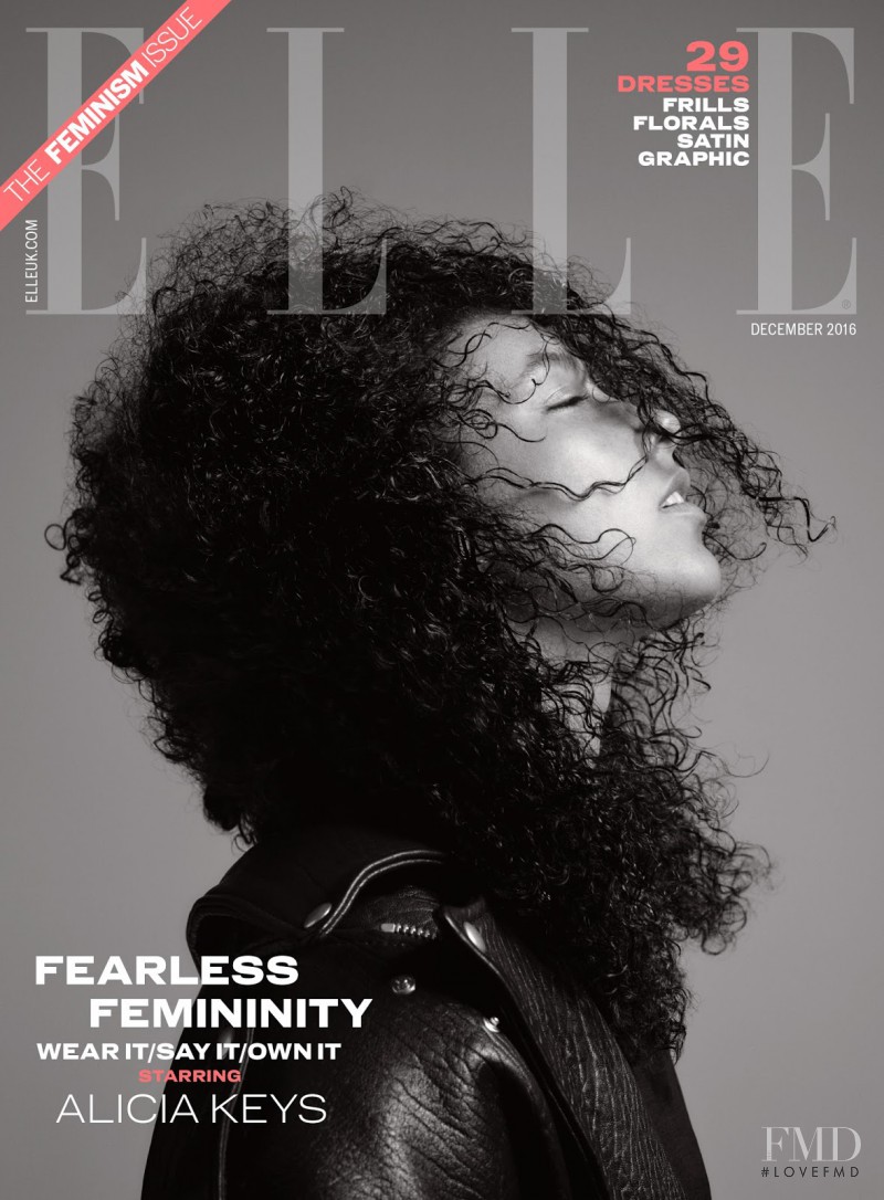 Alicia Keys featured on the Elle UK cover from December 2016