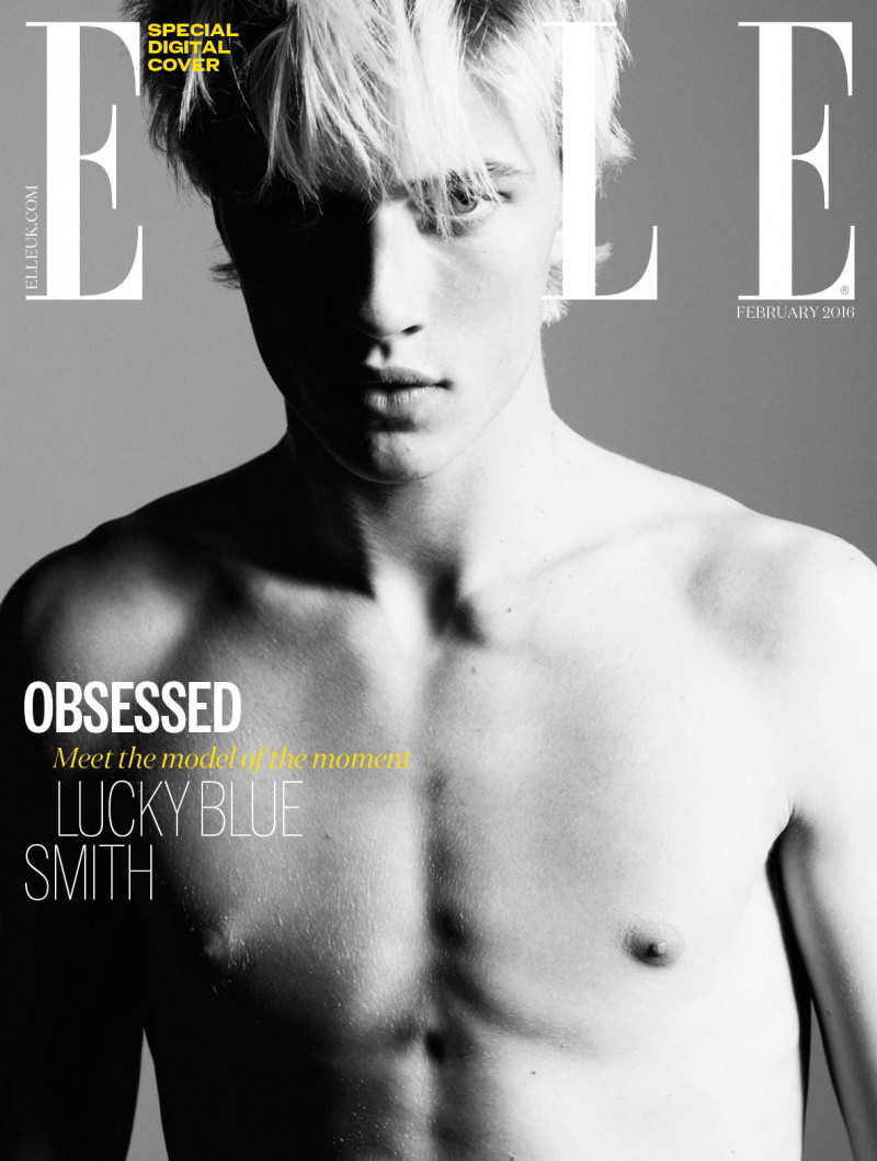 Lucky Blue Smith featured on the Elle UK cover from February 2016