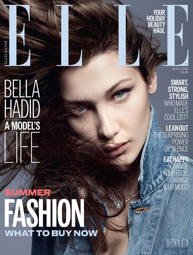 Bella Hadid featured on the Elle UK cover from July 2016