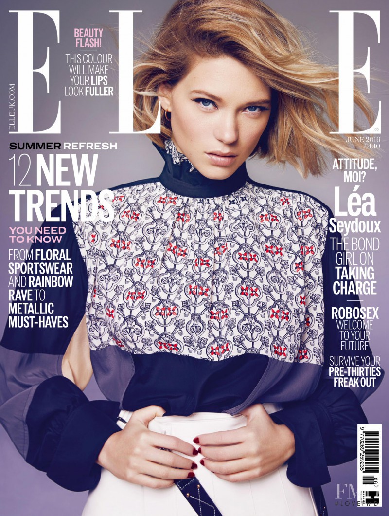 Léa Seydoux featured on the Elle UK cover from June 2016