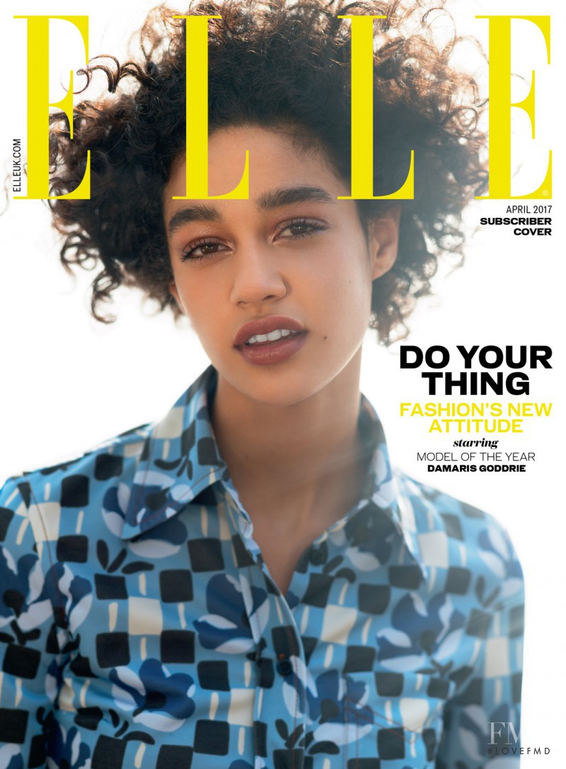 Damaris Goddrie featured on the Elle UK cover from April 2017