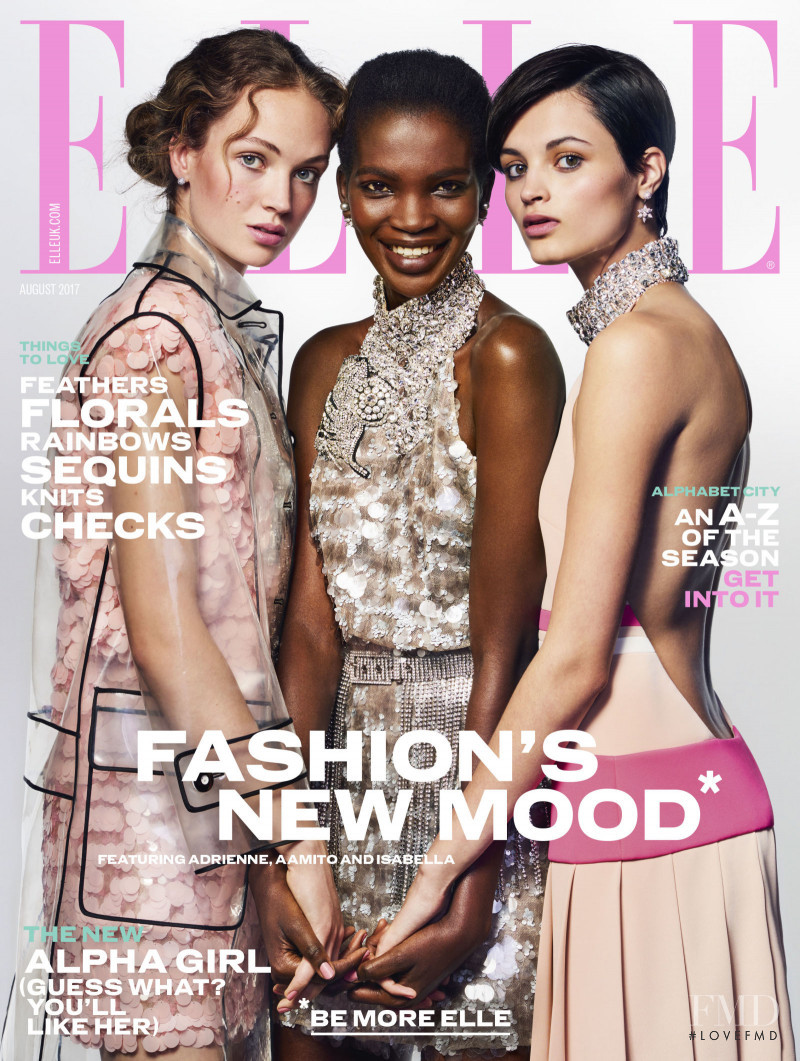 Adrienne Juliger, Aamito Stacie Lagum, Isabella Emmack featured on the Elle UK cover from August 2017