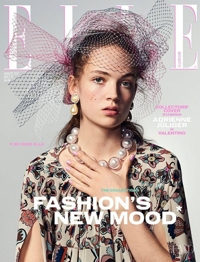 Adrienne Juliger featured on the Elle UK cover from August 2017