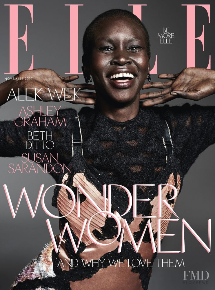Alek Wek featured on the Elle UK cover from November 2017