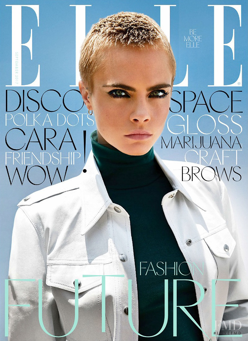 Cara Delevingne featured on the Elle UK cover from September 2017