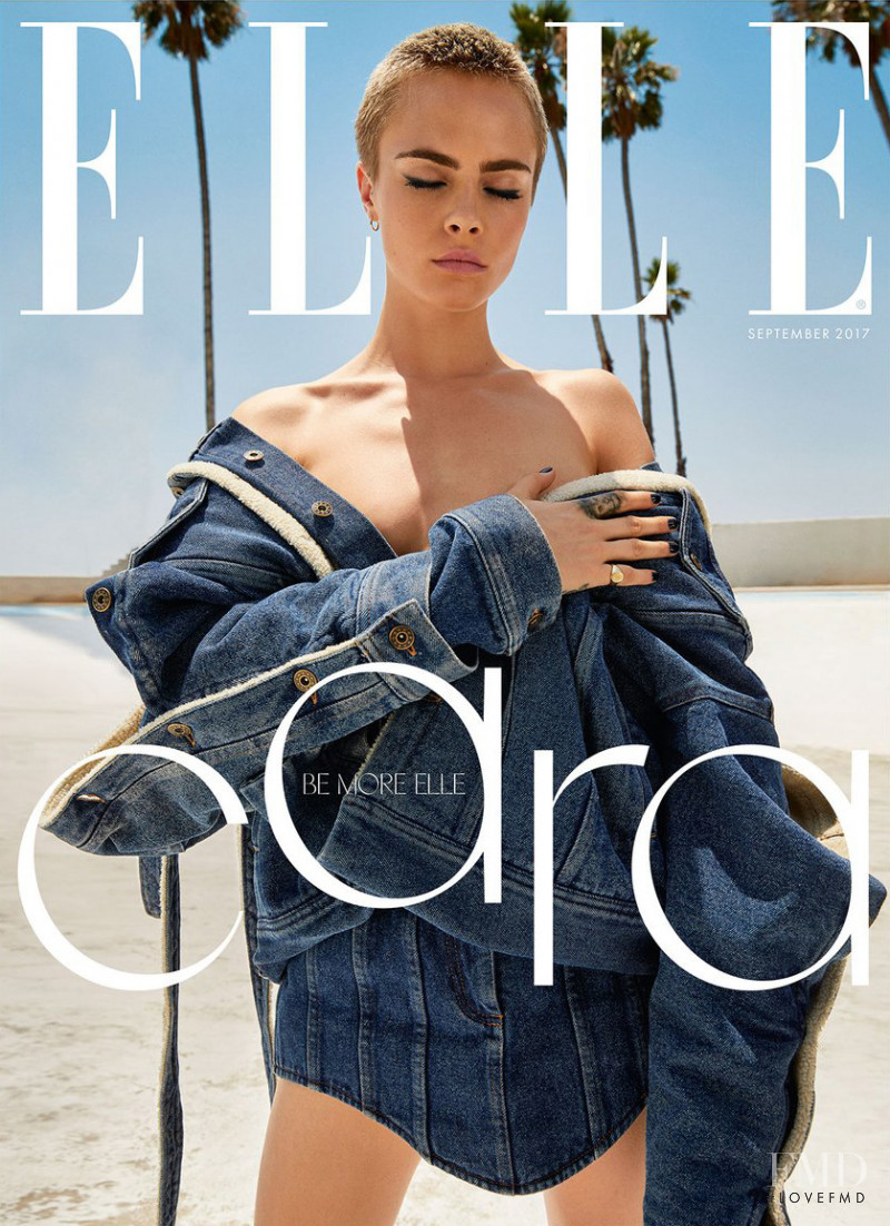 Cara Delevingne featured on the Elle UK cover from September 2017