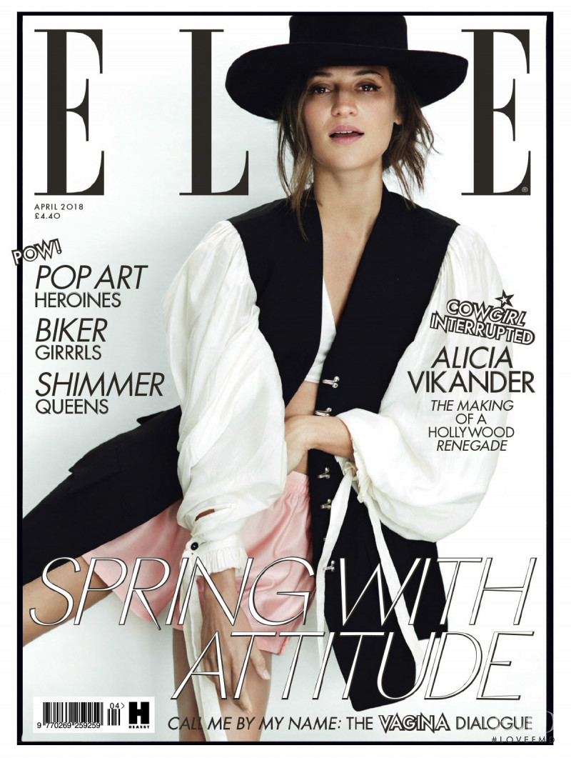 Alicia Vikander featured on the Elle UK cover from April 2018