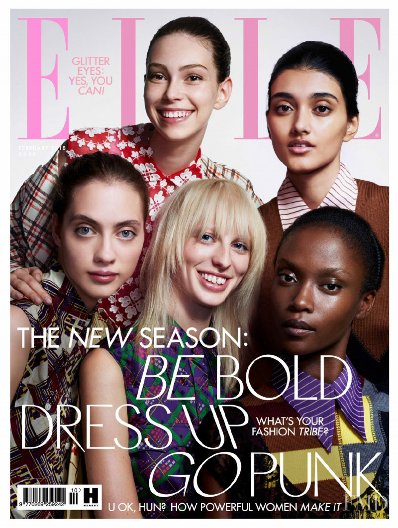 Lorena Maraschi, Riley Montana, Lili Sumner, Odette Pavlova featured on the Elle UK cover from February 2018